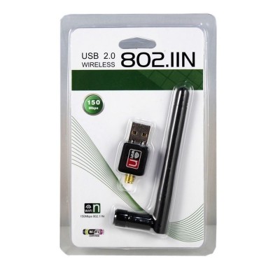 USB 2.0 Wireless 802.IIN W-Fi Network Dongle Adapter 150 Mbps Black