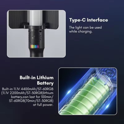 TOLIFO ST-60RGB – Lampe Vidéo LED RGB Portable 60W Avec Batterie 4400MAh TOLIFO ST-60RGB – Lampe Vidéo LED RGB Portable 60W Avec Batterie 4400MAh
