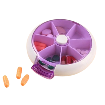 Boîte A Pilules 7 Jours – Distributeur Médicaments Roulant, Style Fruit, 7 Compartiments