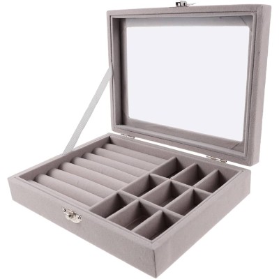 Sinkda Boîte A Bijoux Femme – Présentoir Avec Couvercle En Verre Pour Bagues, Colliers