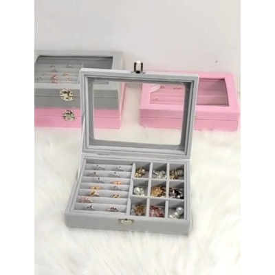 Sinkda Boîte A Bijoux Femme – Présentoir Avec Couvercle En Verre Pour Bagues, Colliers