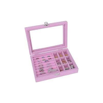 Sinkda Boîte A Bijoux Femme – Présentoir Avec Couvercle En Verre Pour Bagues, Colliers