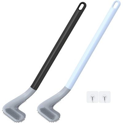 Lot de 2 Brosses WC Longue Poignée Avec Support – Brosse Silicone Style Golf Lot de 2 Brosses WC Longue Poignée Avec Support – Brosse Silicone Style Golf