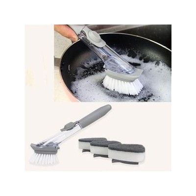 Brosse A Vaisselle avec Distributeur De Savon – Manche Long, 2 Éponges et 1 Brosse De Rechange