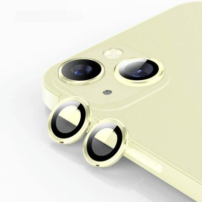 Verre Trempé Rond Full Glue Lentille iPhone 15 Jaune