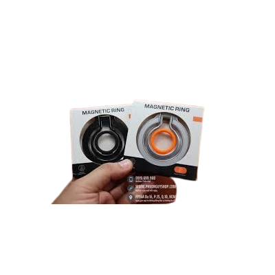 Anneau Magnétique Universel Support 360° Pliable Compatible MagSafe – Couleur Orange Et Noir