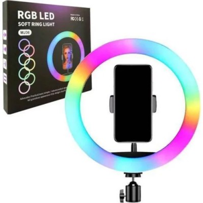 Éclairage LED Circulaire Vibrant Avec Réglage Couleur RGB Et Lumière Blanche Dimmable Portable