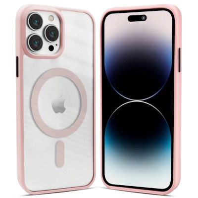 Coque MagSafe Hybride TPU + PC avec Contour Rose Pour iPhone 13 Pro Max