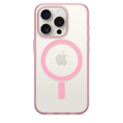 Coque MagSafe Hybride TPU + PC avec Contour Rose pour iPhone 15 Pro Max