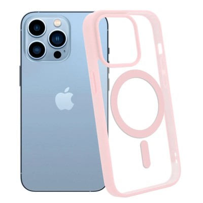 Coque MagSafe Transparente avec Contour Rose pour iPhone 16 Pro Max