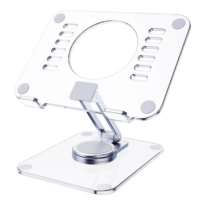 Support Transparent En Acrylique Ajustable 360° Pour Ordinateur Portable Et Tablette