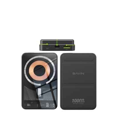 BAVIN PC026 Pro 10000mAh Foldable Magnetic QI 15W Wireless Powerbank Built-in w/ Free