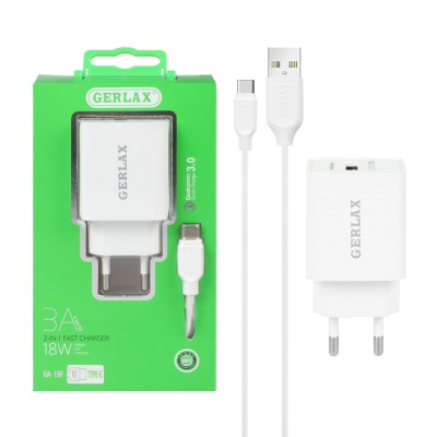Gerlax GA‑01F – Chargeur Secteur (Type‑C), blanc