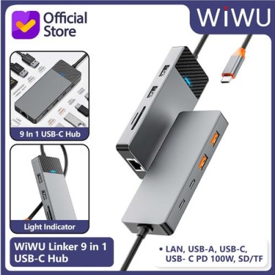 Hub USB-C WiWU Linker A923RPT 9-en-1 avec Power Delivery 100W Hub USB-C WiWU Linker A923RPT 9-en-1 avec Power Delivery 100W