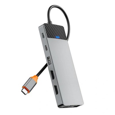 Adaptateur Wiwu A721hd Type-C Vers 2 Ports Usb 3.1 + Pd 100W + Usb-C + 2 Emplacements Lecteur De Carte + Sortie Vidéo Hd Adaptateur Wiwu A721hd Type-C Vers 2 Ports Usb 3.1 + Pd 100W + Usb-C + 2 Emplacements Lecteur De Carte + Sortie Vidéo Hd