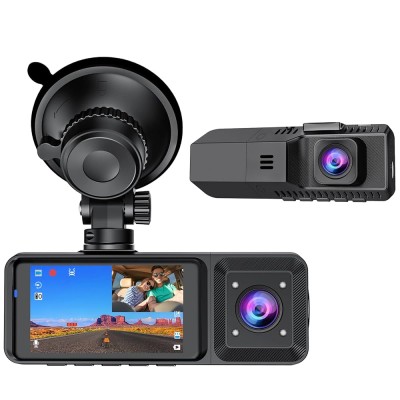 Dash Cam Voiture Double Objectif HD 1080P – Enregistrement Avant / Arrière / Intérieur