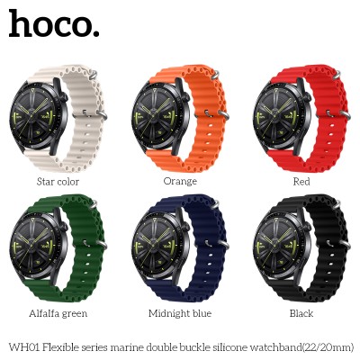 WH01 Flexible Series Narine Double Buckle Silicone Watchband – 20mm