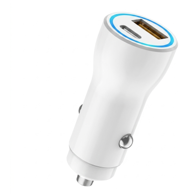Chargeur Voiture 38W LED Blanc