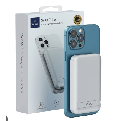 Batterie Externe Magnétique Sans Fil Snap Cube 10000mAh Blanc